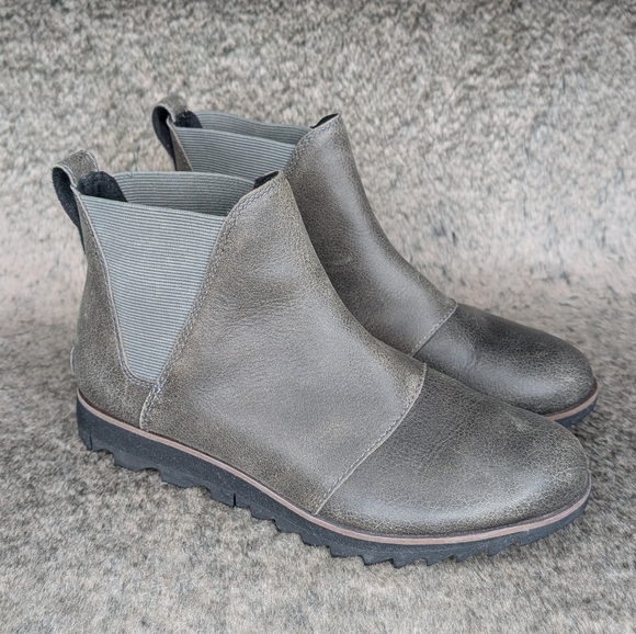 Sorel Harlow Chelsea Rain Boot Waterproof Leather Grey Women's 7.5 - Picture 4 of 13